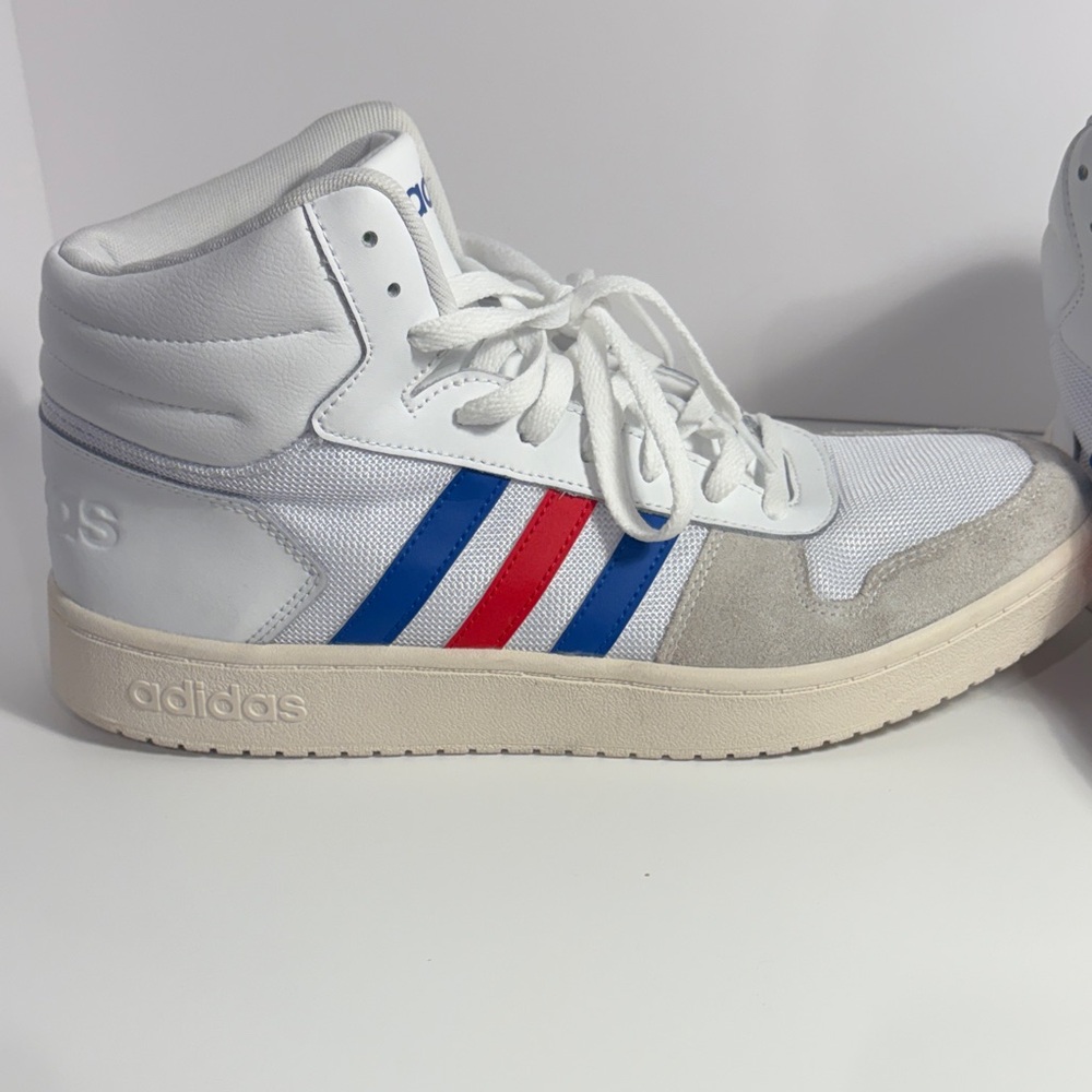 adidas White Athletic Shoes with Blue and Red Stripes - Picture 3 of 9
